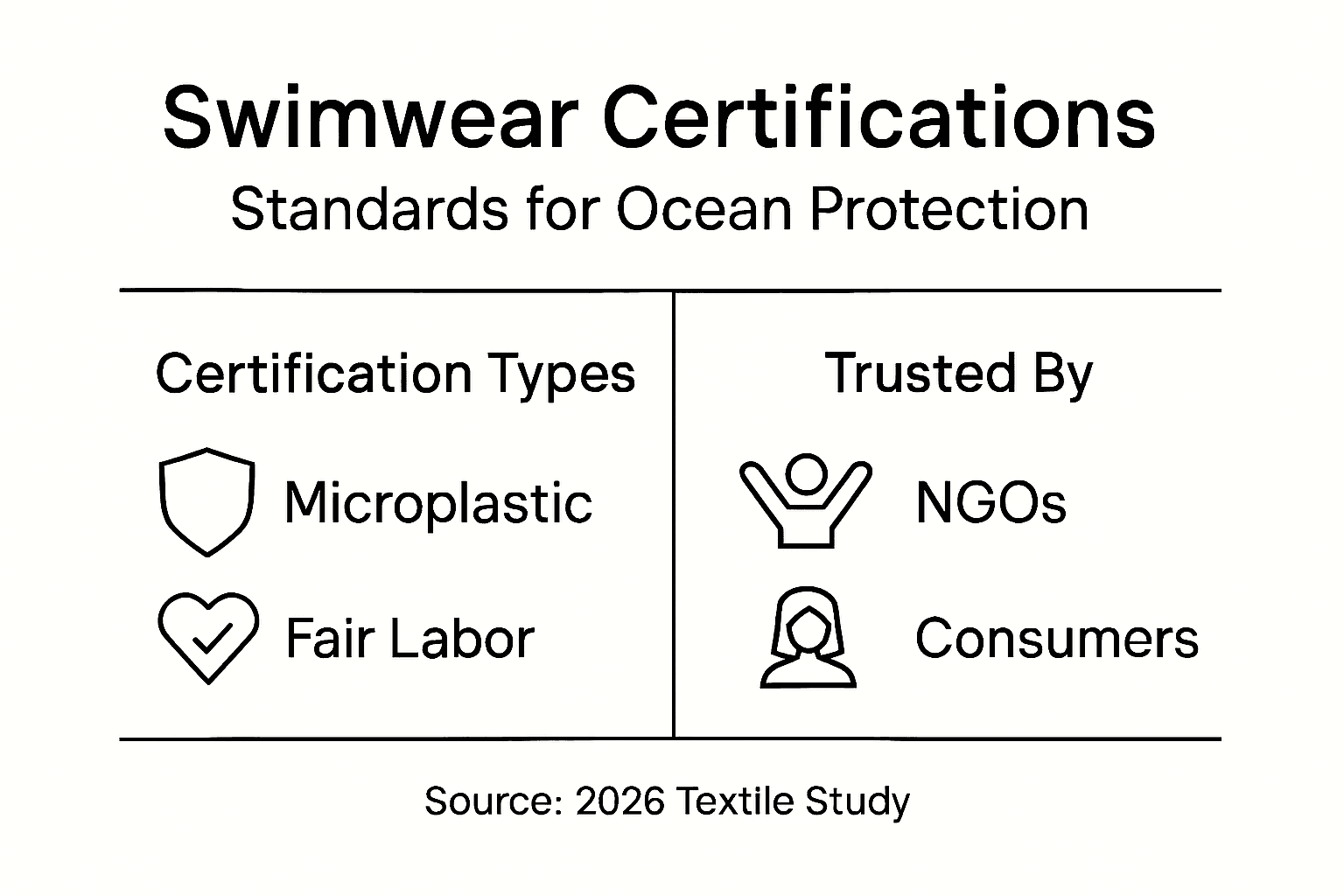 Infographic showing main swimwear certifications