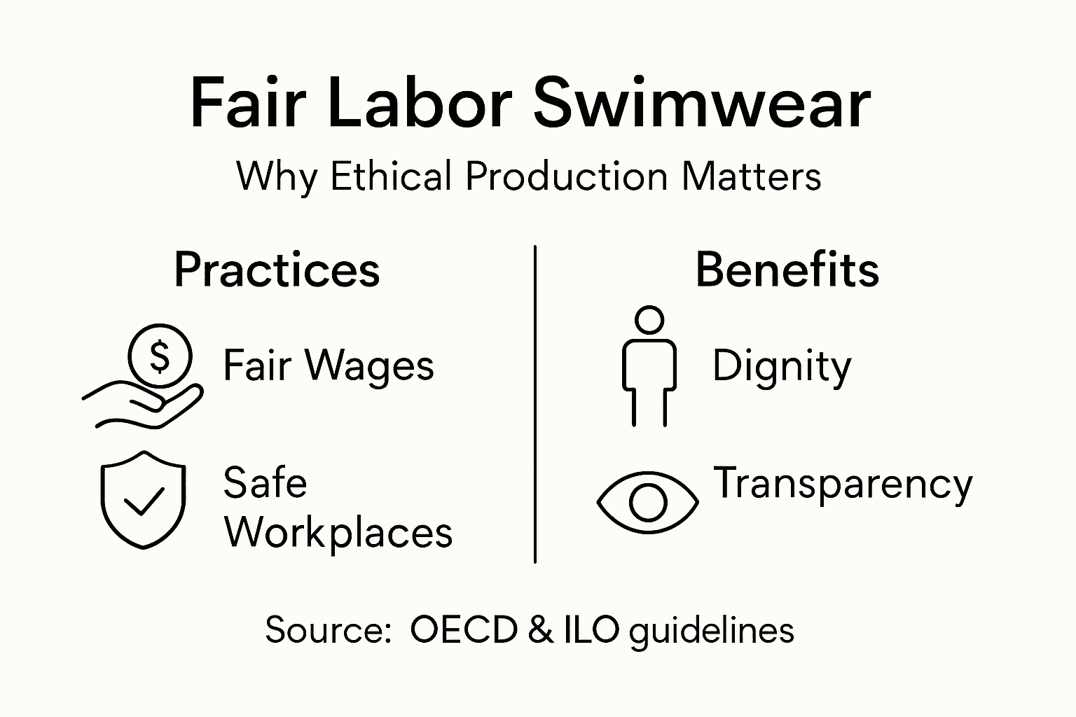 Infographic outlining fair labor swimwear practices