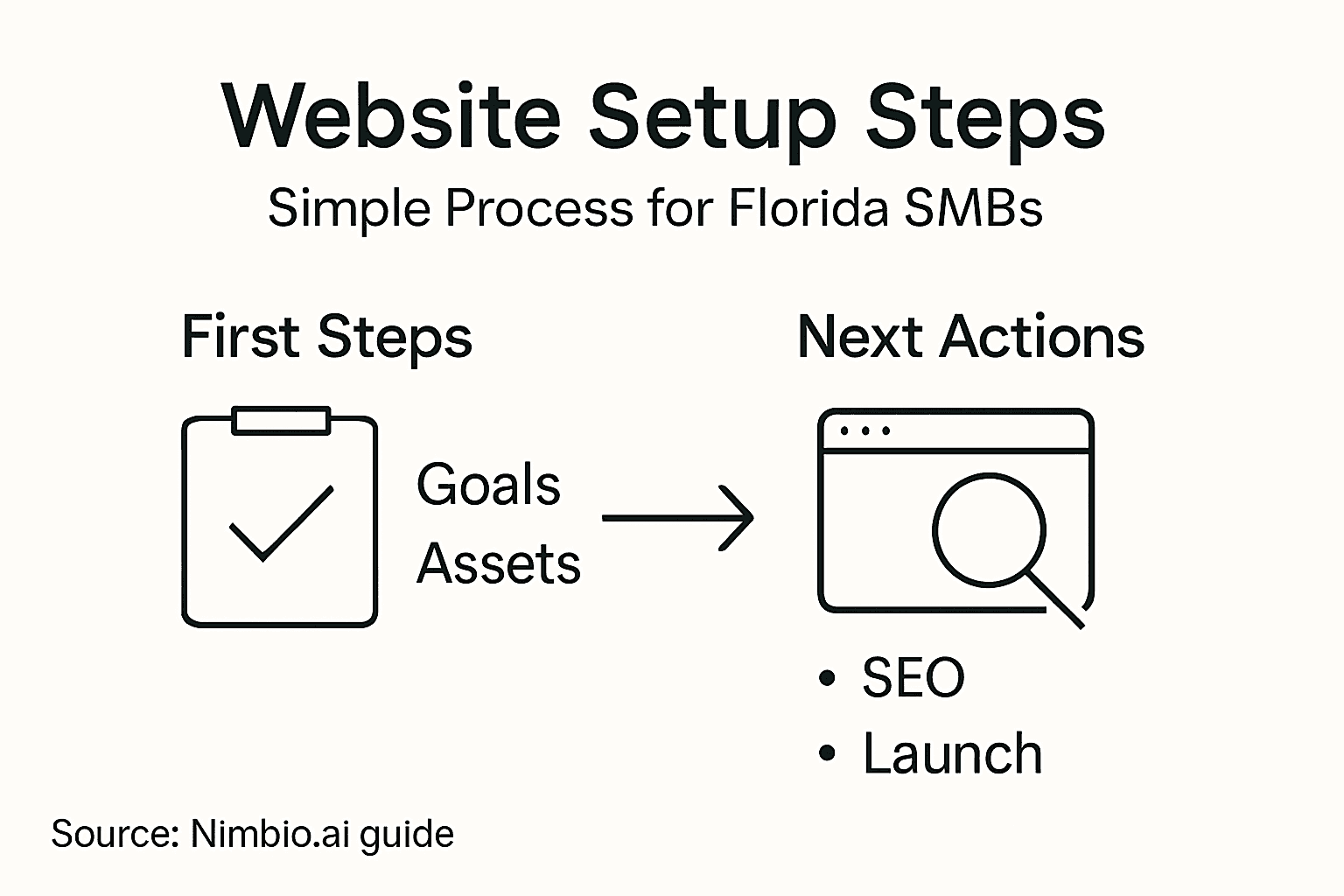 Infographic showing website setup steps overview
