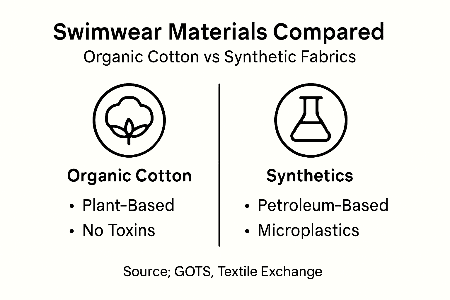 Infographic comparing organic cotton and synthetic swimwear
