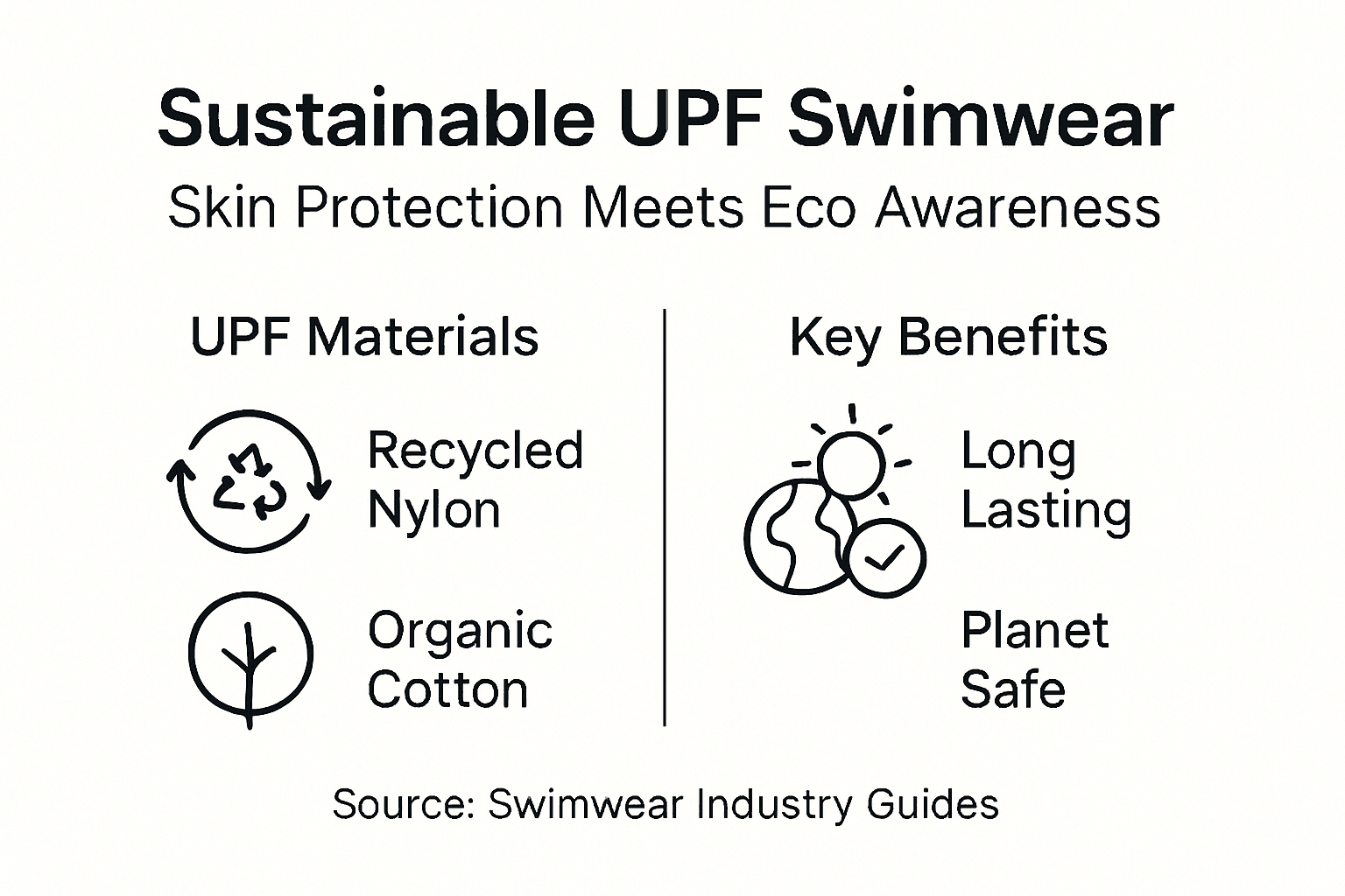 Infographic showing sustainable UPF swimwear tips