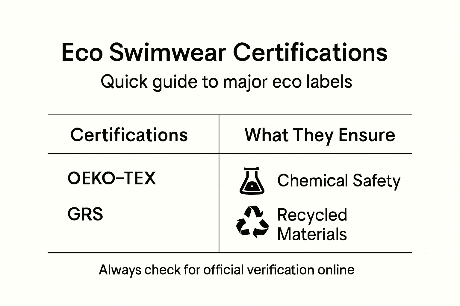 Infographic on major eco swimwear certifications