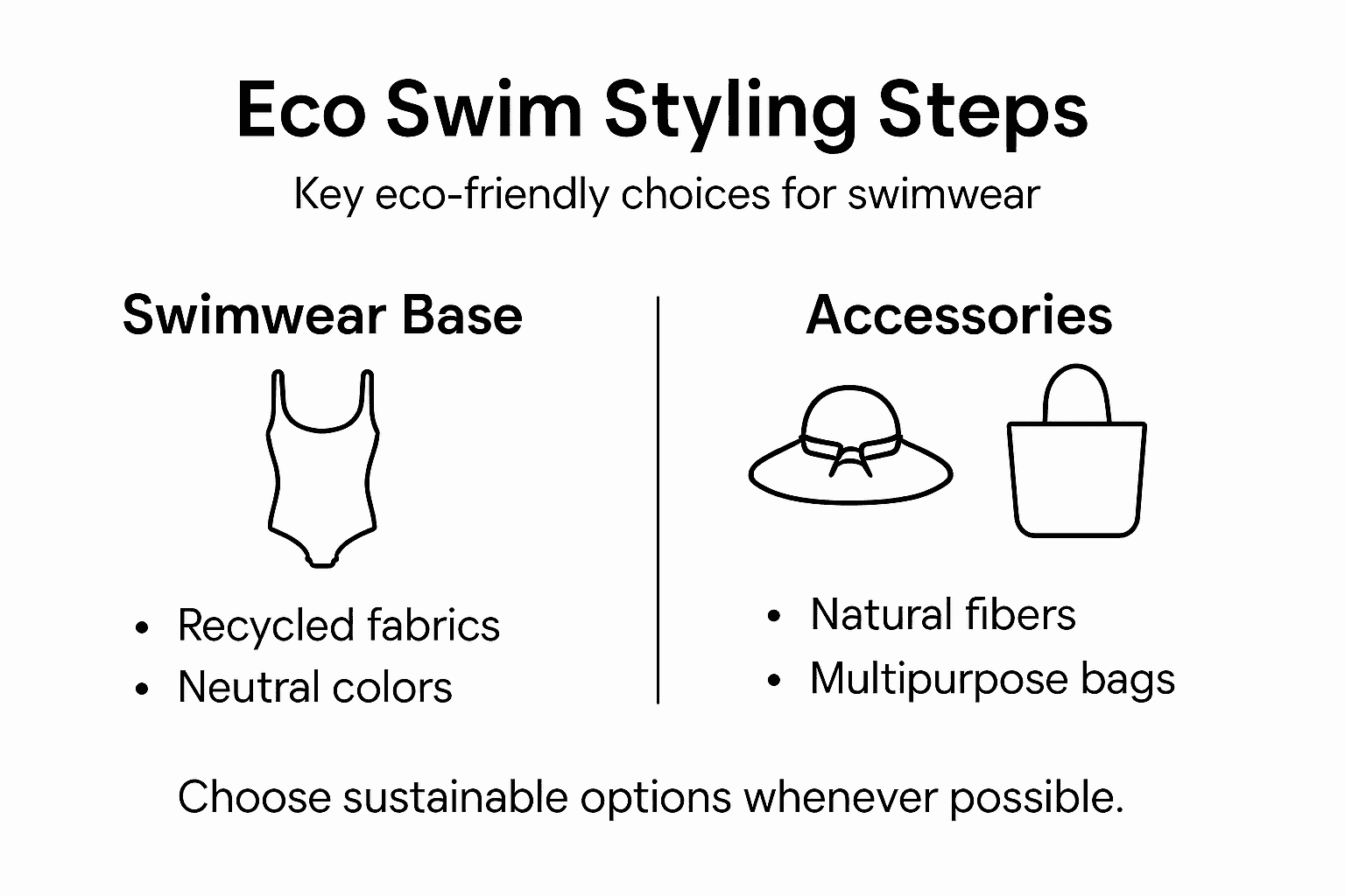Infographic summarizing eco swimwear styling steps