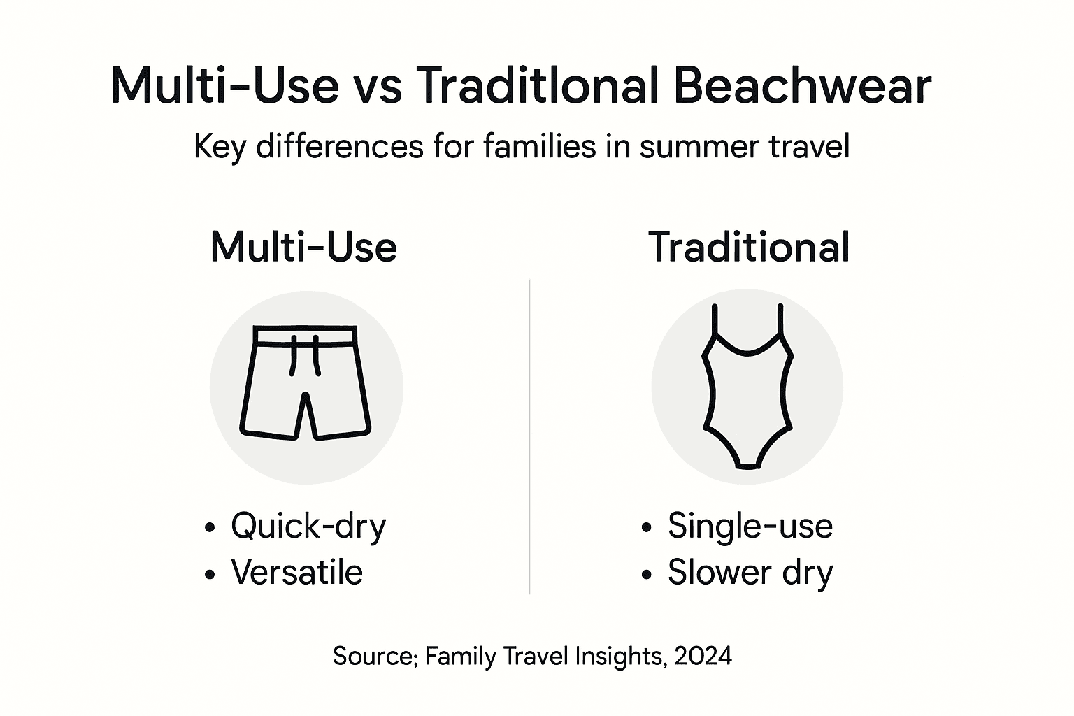 Infographic comparing multi-use with traditional beachwear
