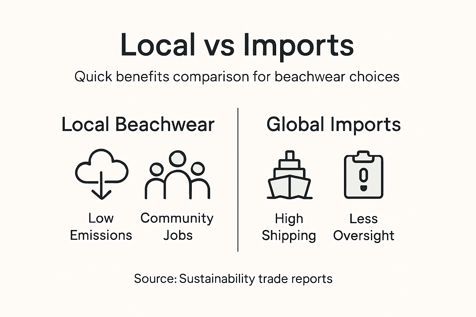 Infographic comparing local and imported beachwear impacts
