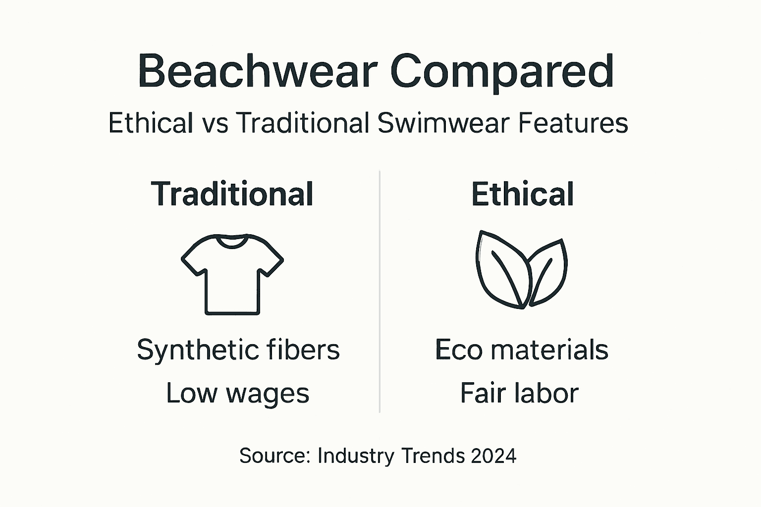 Infographic with ethical versus traditional beachwear