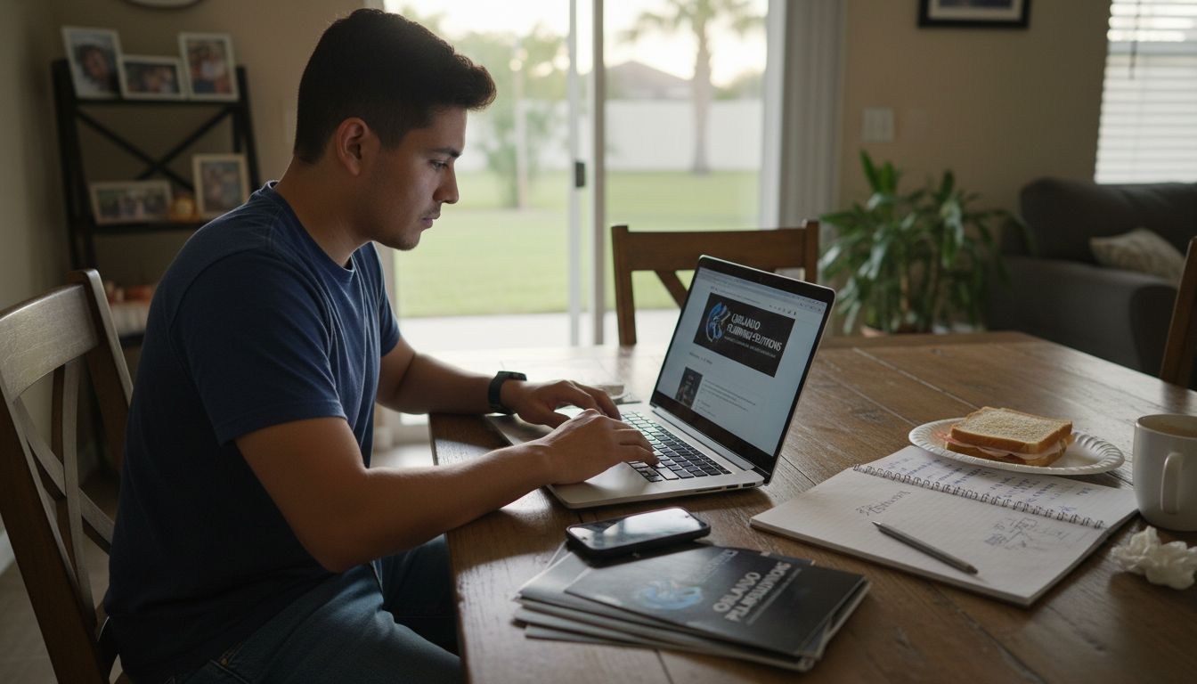 Small business owner updating website at home