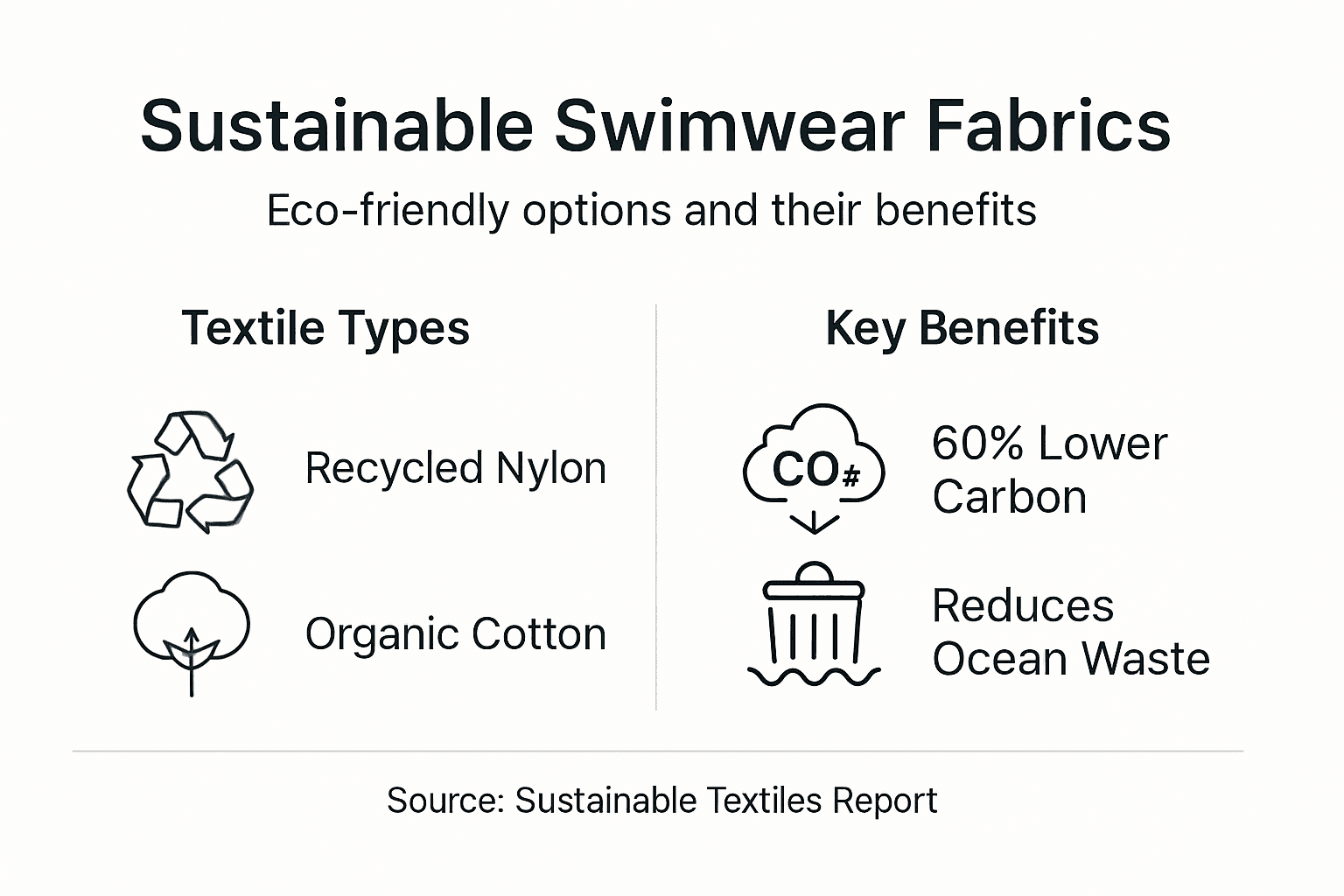 Infographic on eco swimwear fabrics and benefits