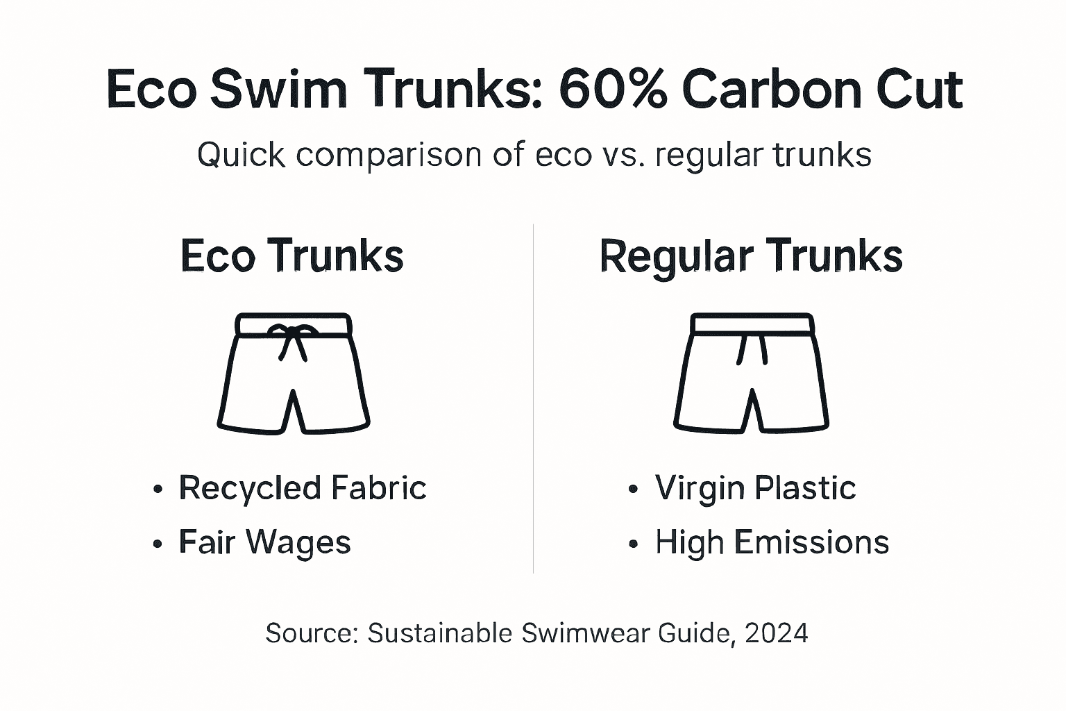 Infographic comparing eco and regular swim trunks