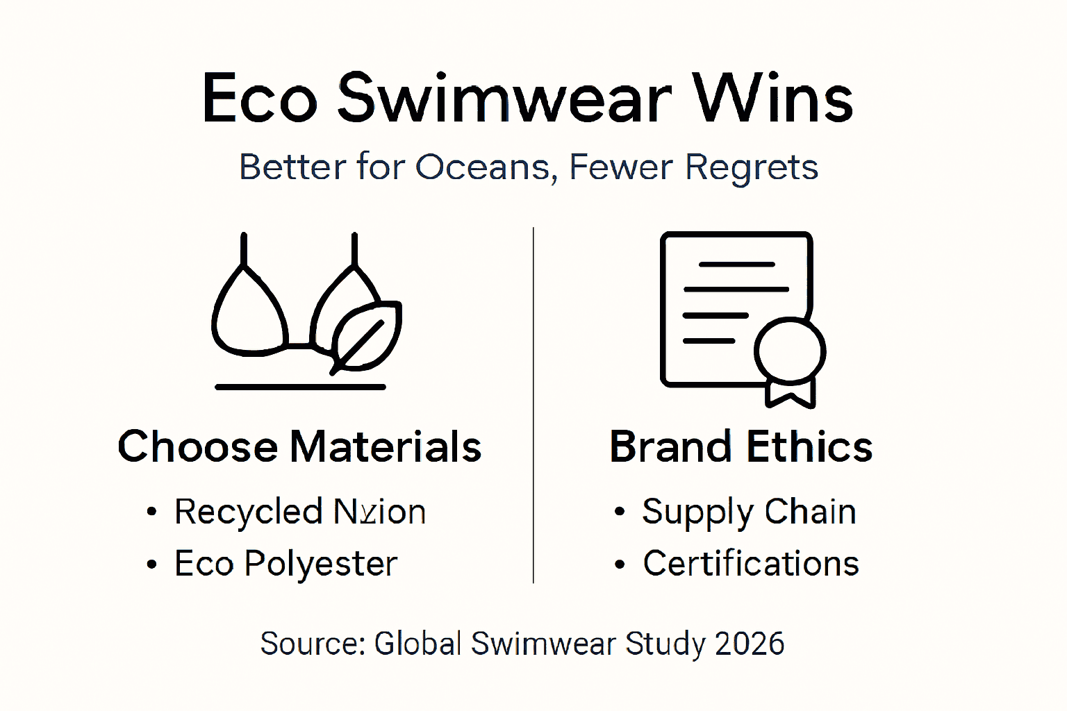 Infographic of sustainable swimwear choices and impacts