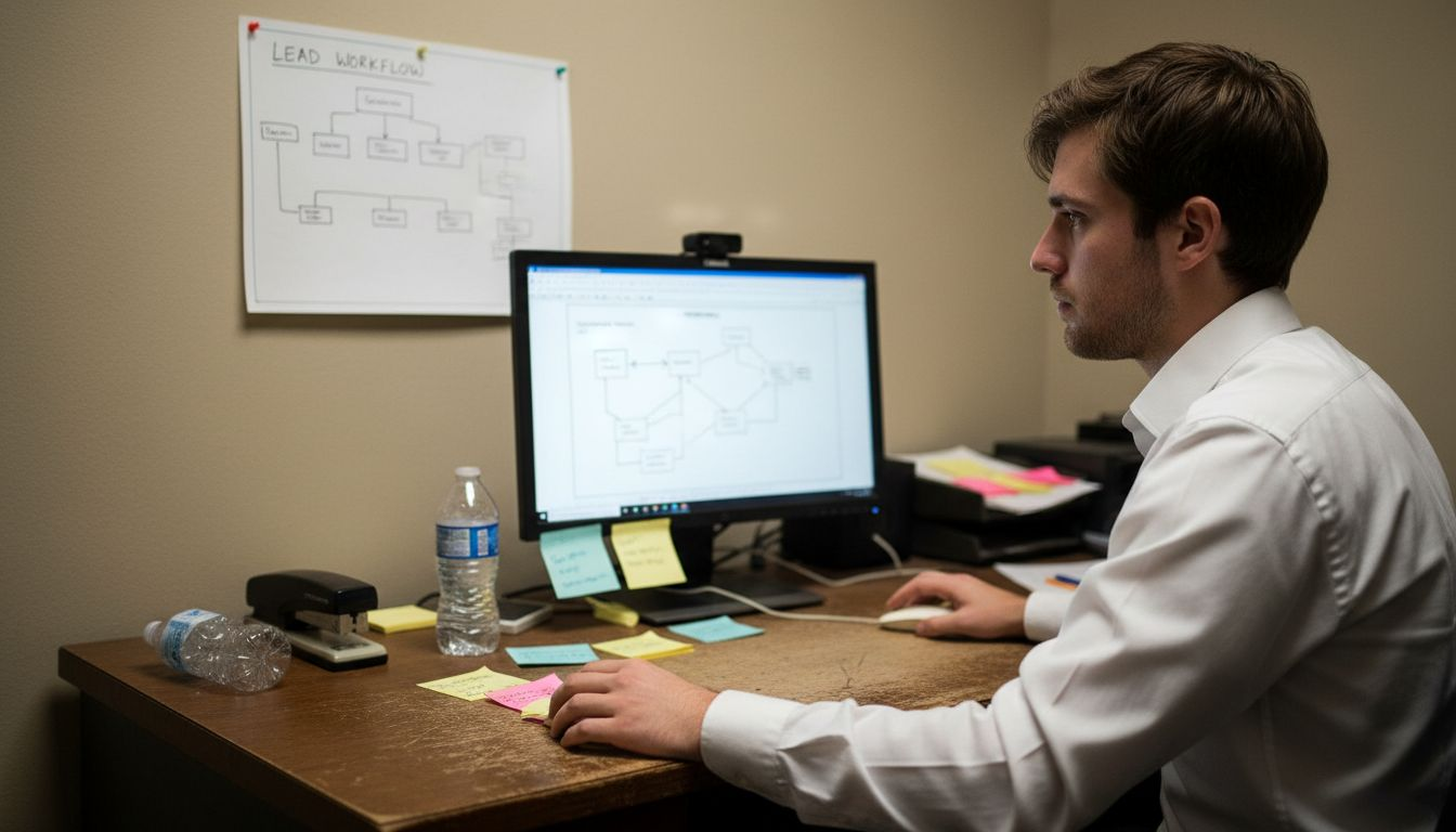Entrepreneur setting up automation workflow