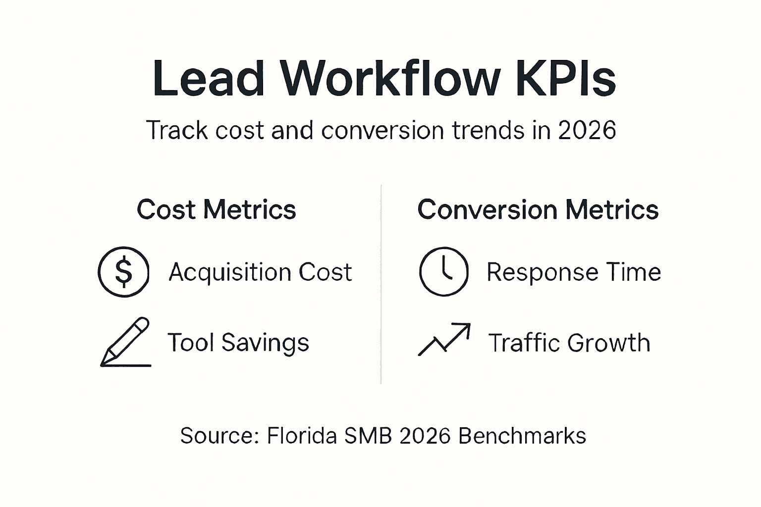 Infographic showing lead generation KPIs for Florida SMBs