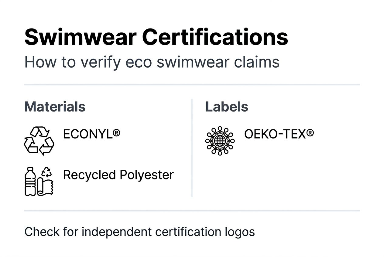 Infographic showing eco swimwear certifications and materials