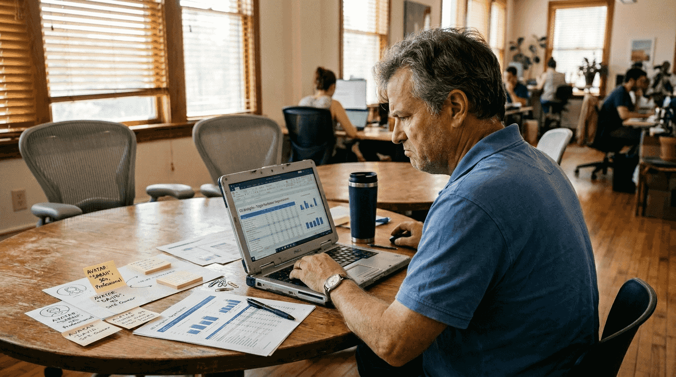 Florida SMB owner reviewing digital marketing stats