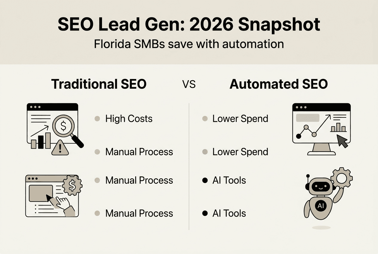 Infographic comparing traditional and automated SEO