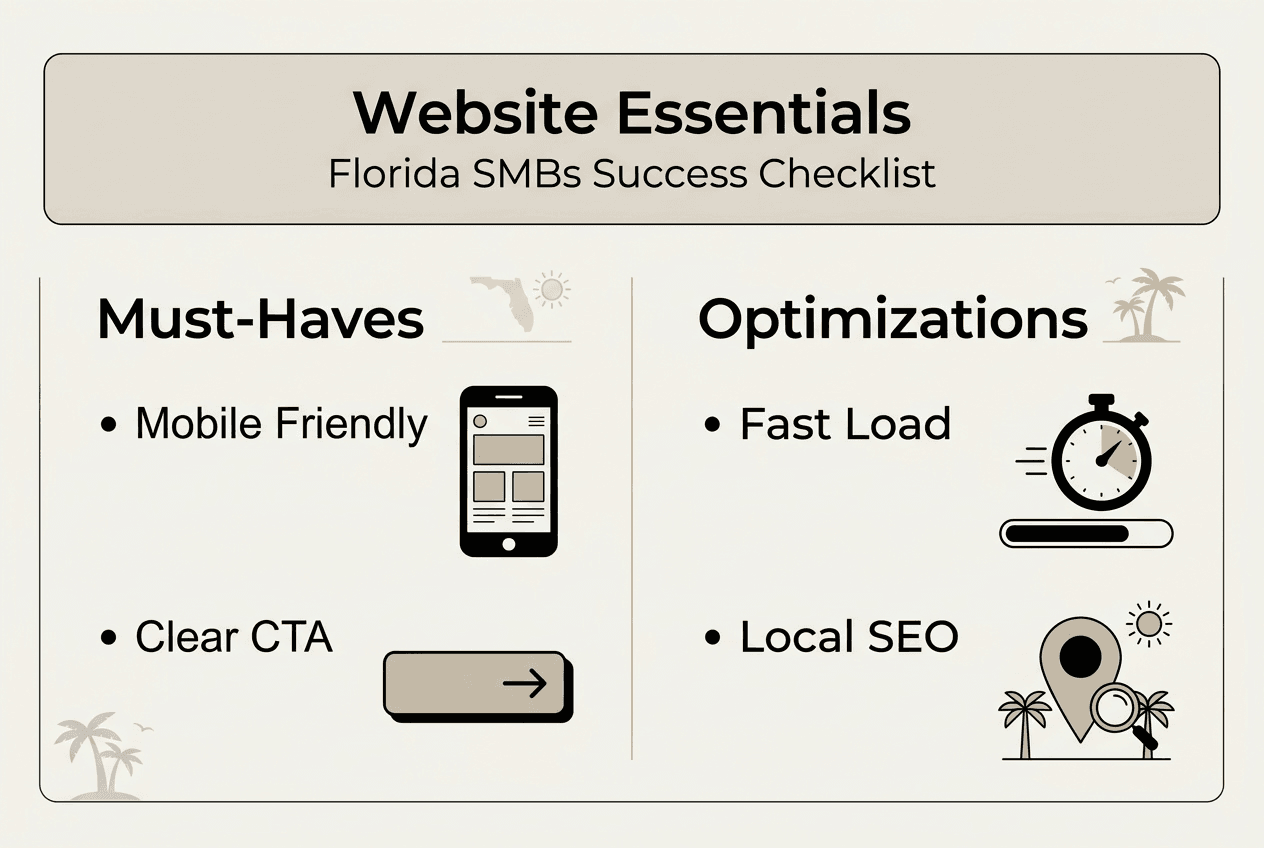 Infographic website essentials checklist for Florida SMBs