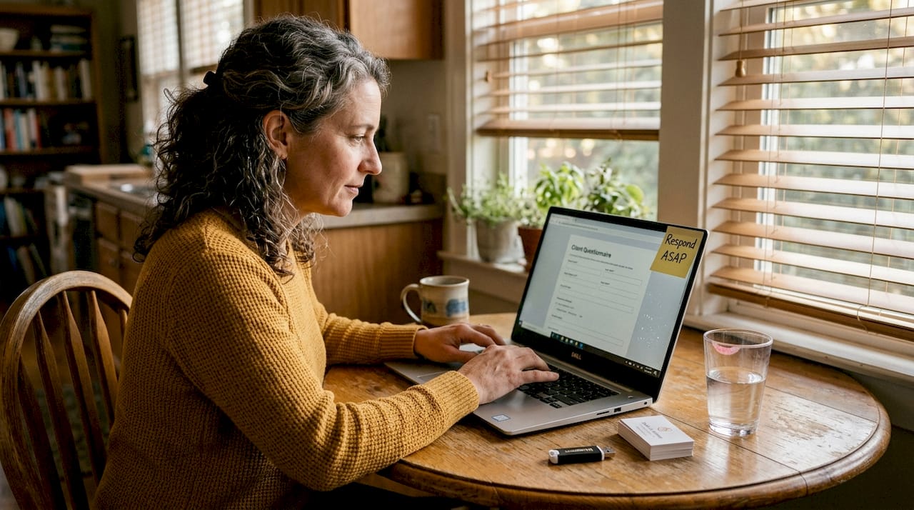 Woman setting up website lead capture form