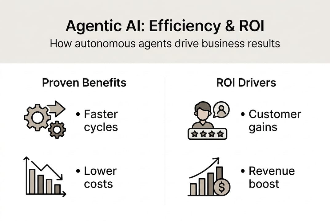 Infographic showing agentic AI efficiency and ROI