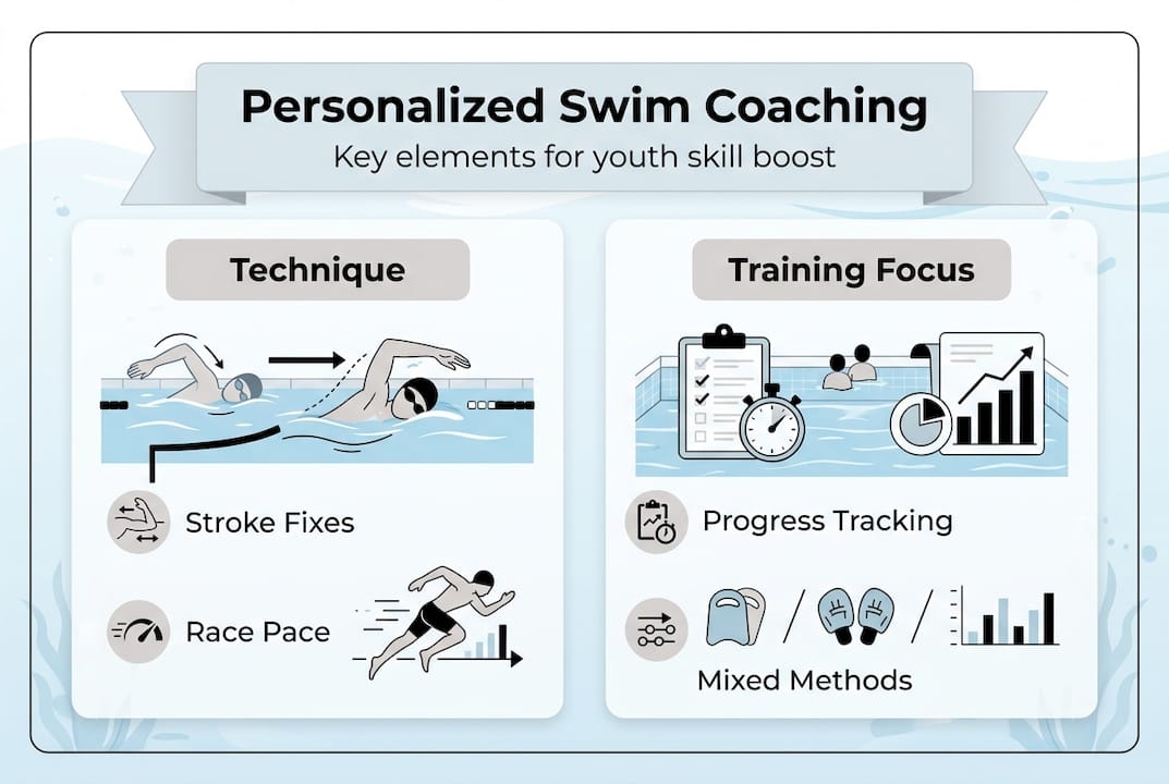 Infographic key elements personalized youth swim coaching