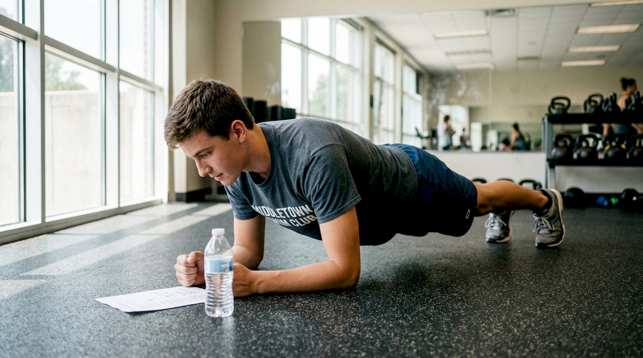 Swimmer doing plank for core training