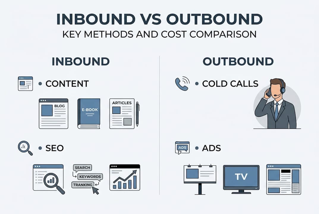 Infographic comparing inbound and outbound marketing