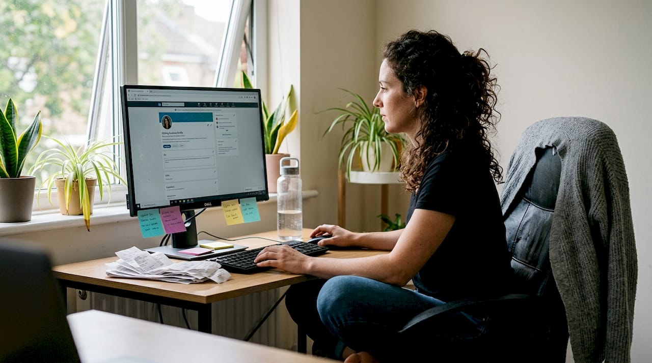 Person updating Google Business Profile at home