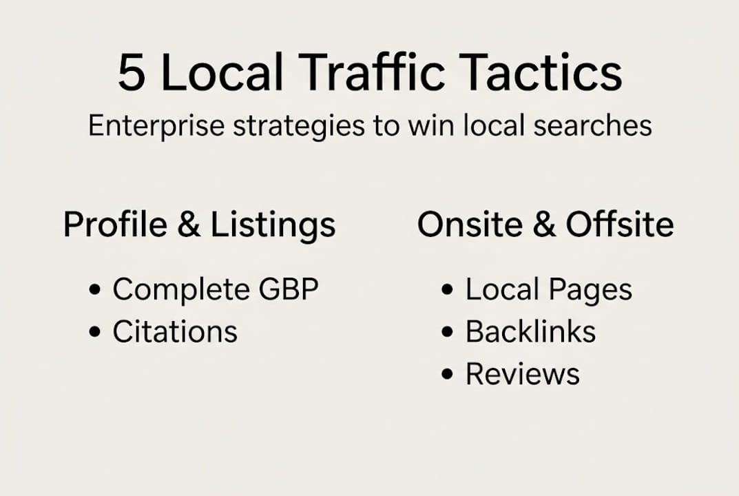 Infographic of five enterprise local traffic tactics