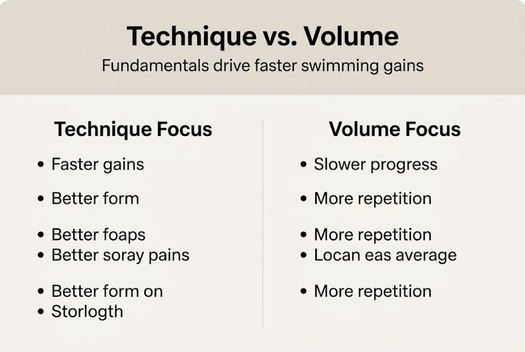 Infographic contrasting technique and volume training benefits