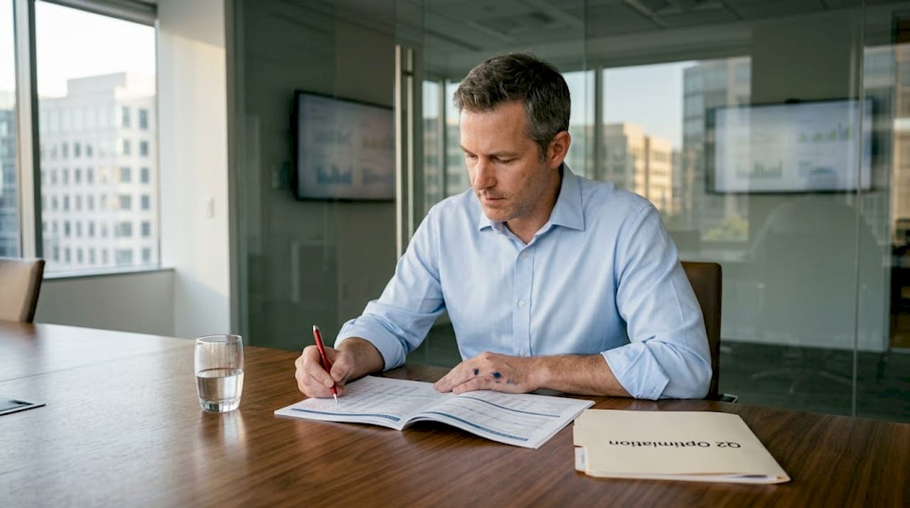 Executive reviewing marketing automation financial reports