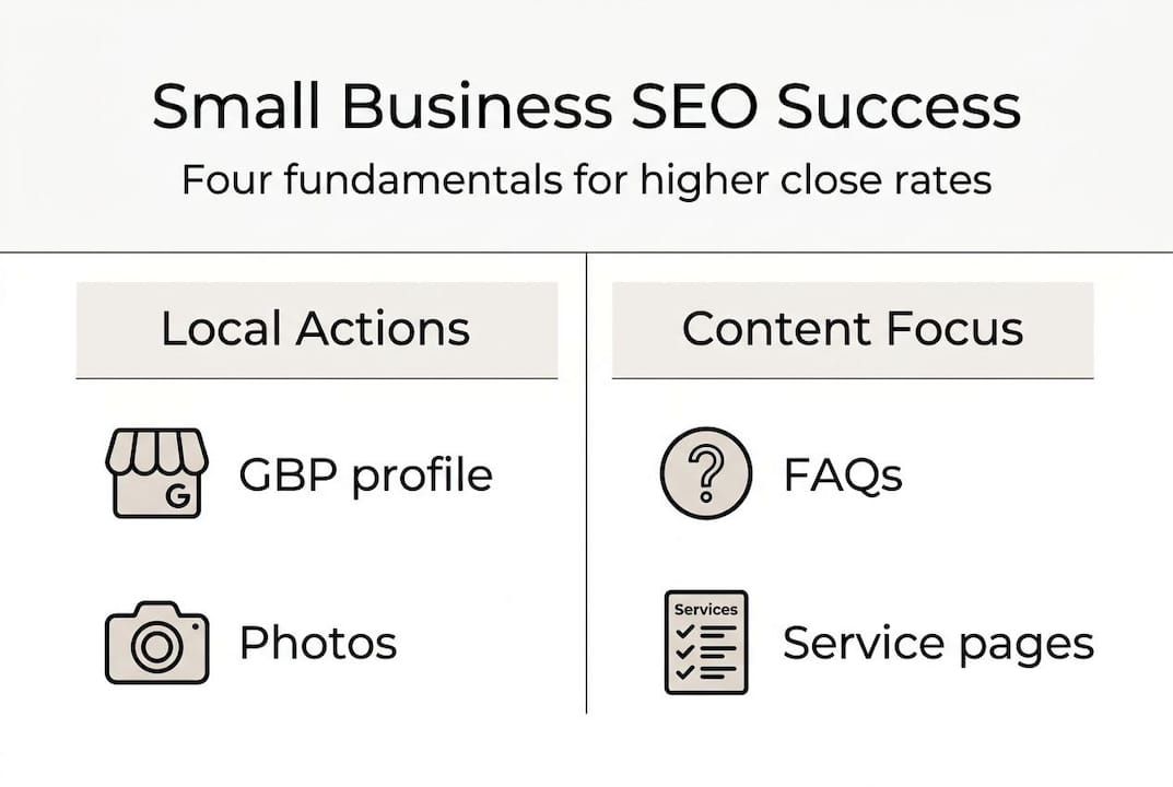 Infographic showing small business SEO fundamentals