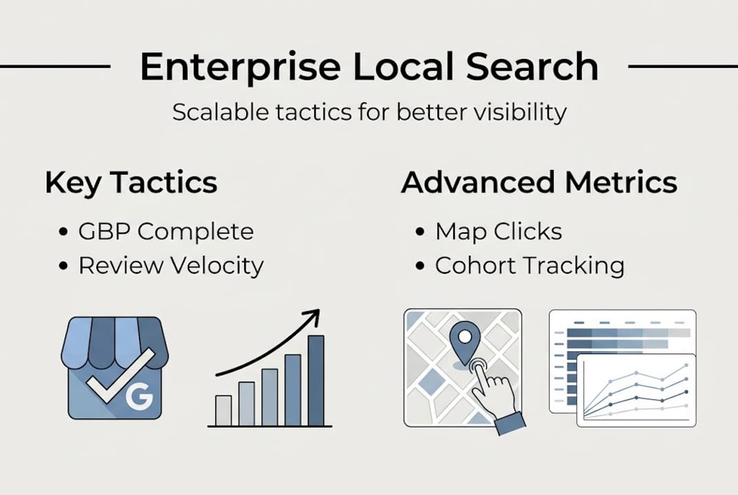Infographic showing enterprise local search strategies