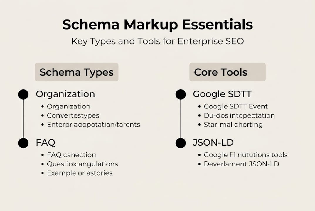 Infographic detailing schema types and tools