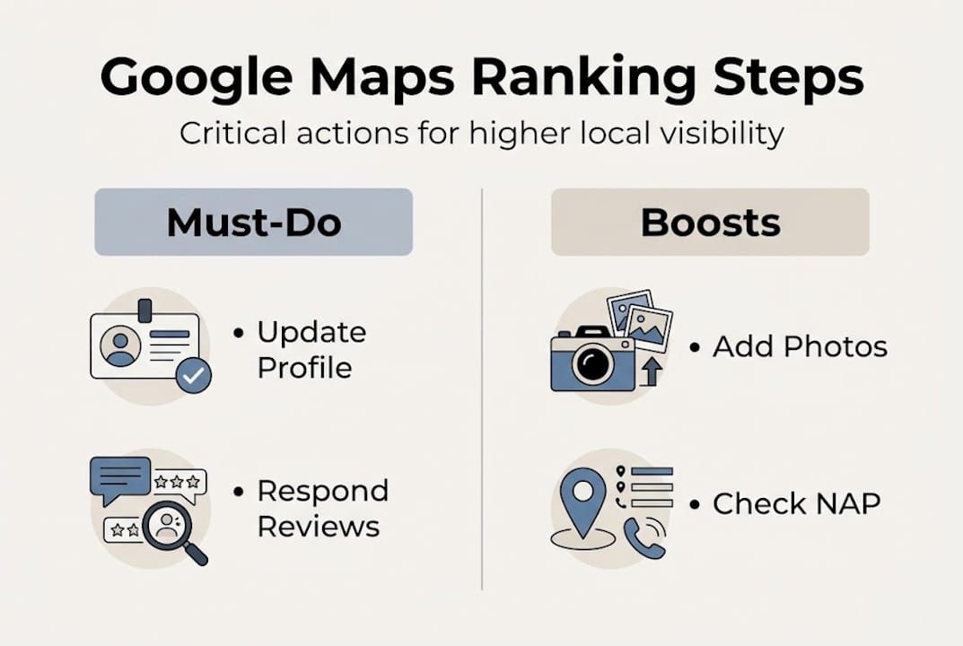 Infographic of steps to boost Google Maps ranking