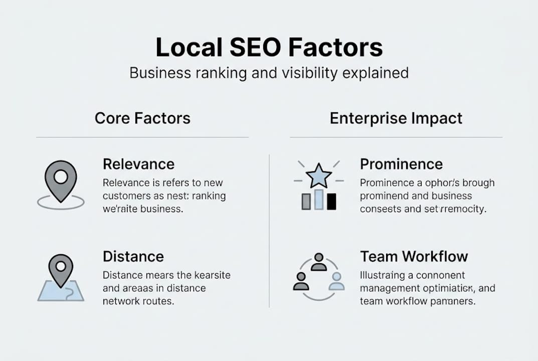Infographic showing core local SEO factors