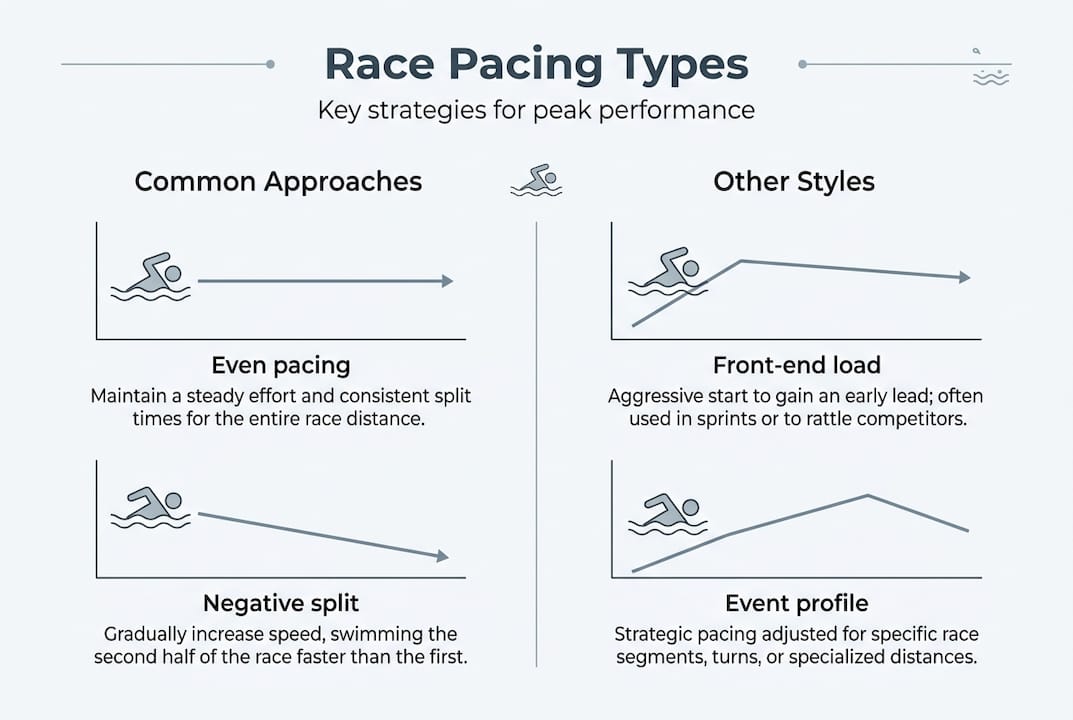 Infographic shows main swimming pacing strategies