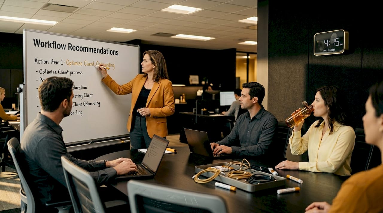 Staff meeting for content workflow planning