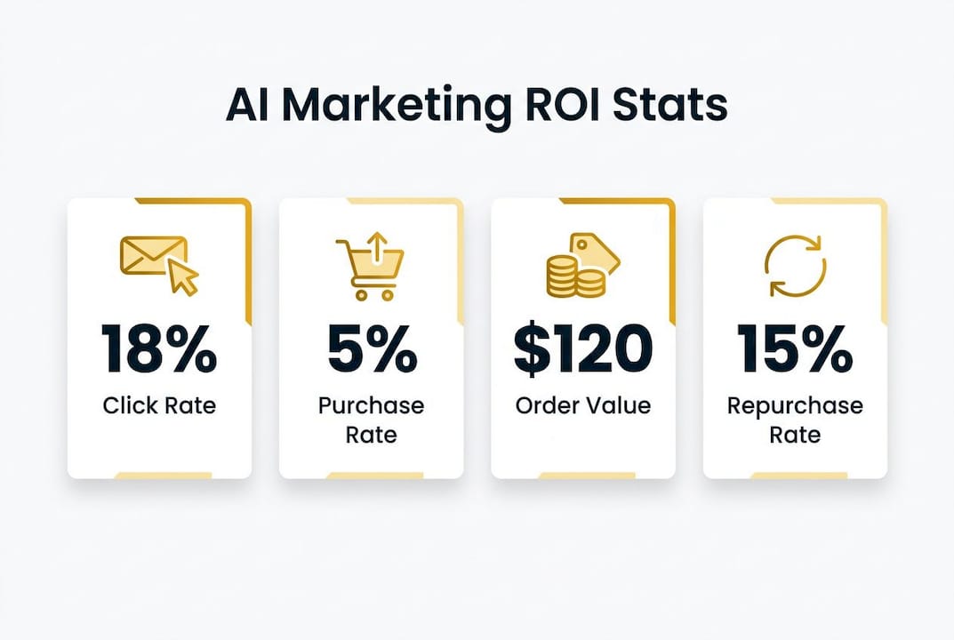 Infographic with AI marketing performance stats