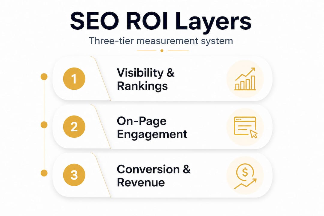 Infographic showing enterprise SEO measurement layers