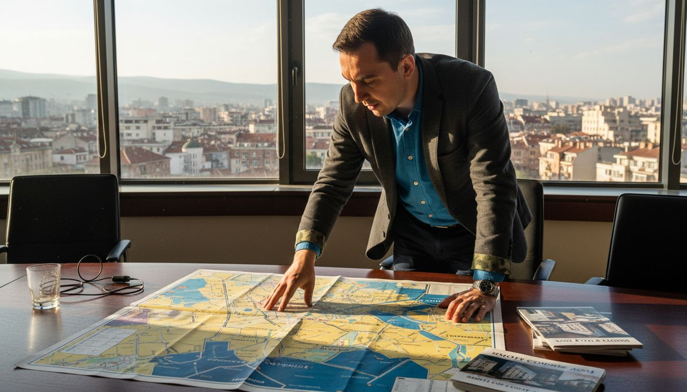 Брокер на недвижими имоти в София с карта на града в ръка