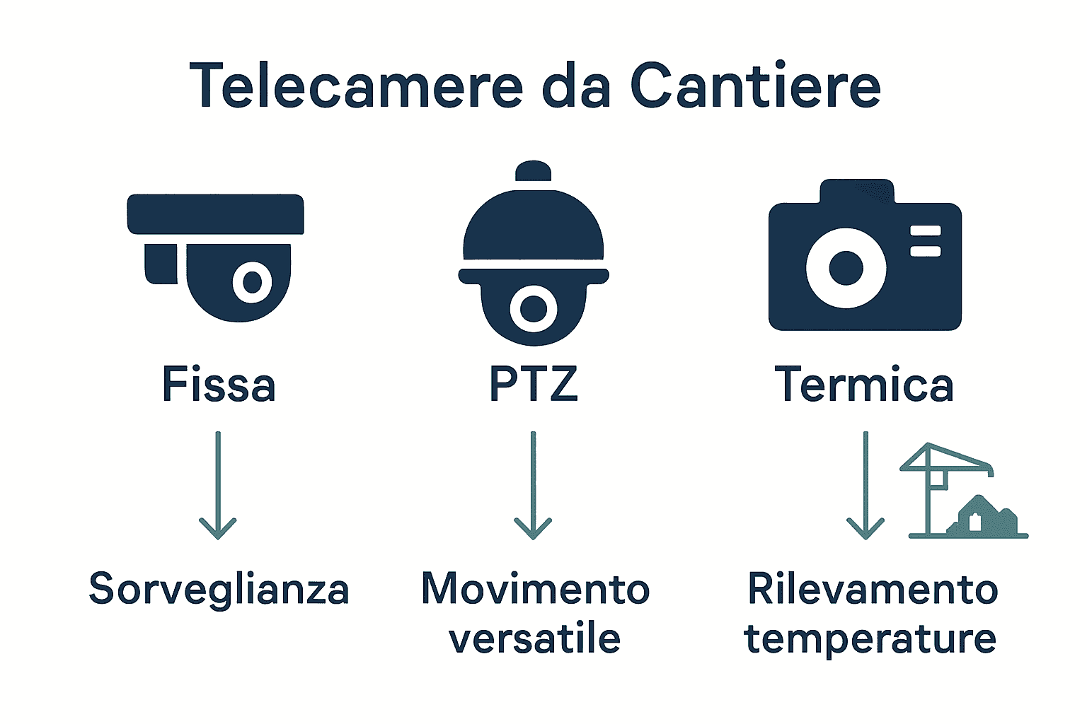 Confronto tra tipi di telecamere da cantiere: fissa, PTZ, termica
