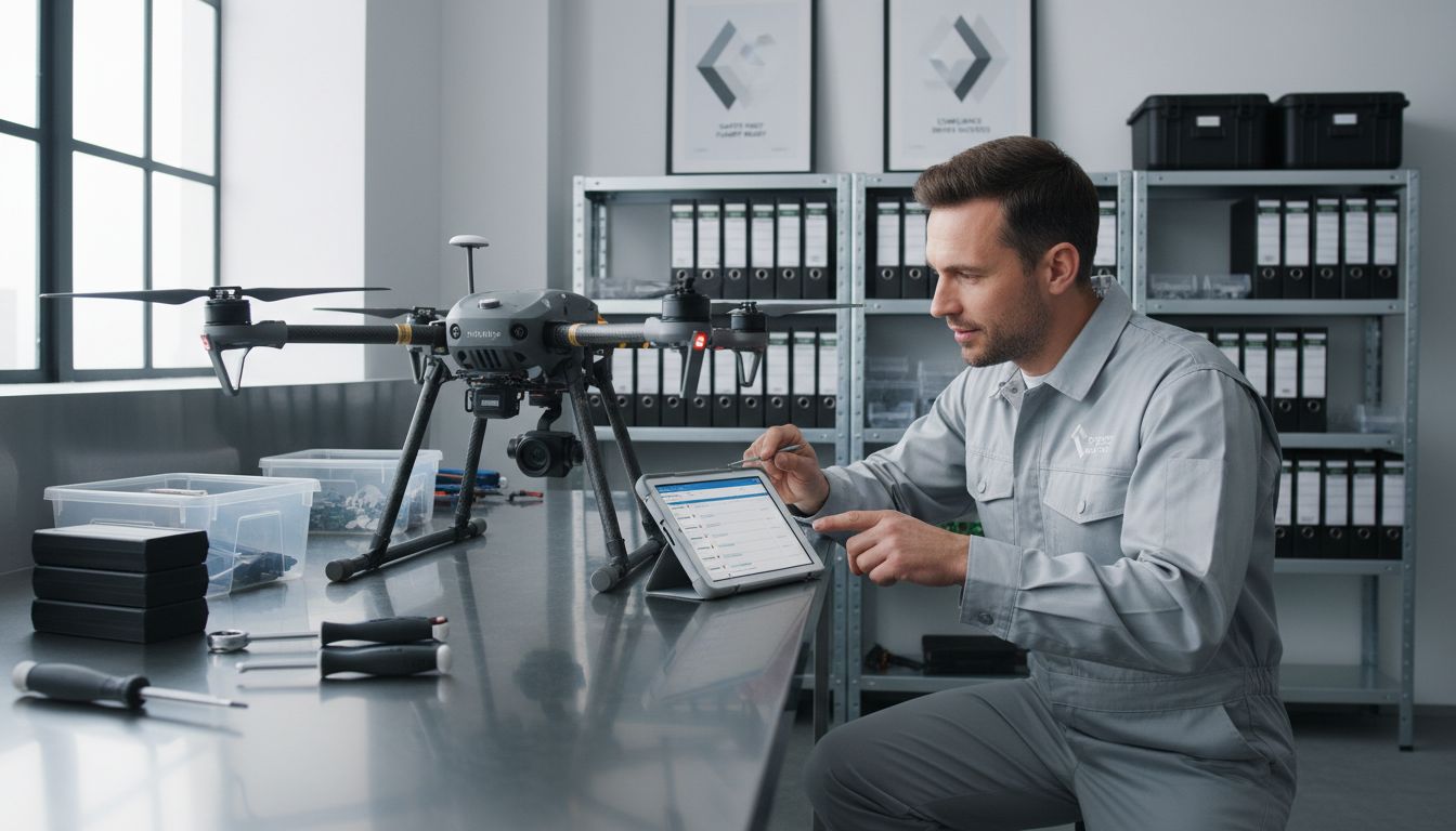 Technician performing drone inspection