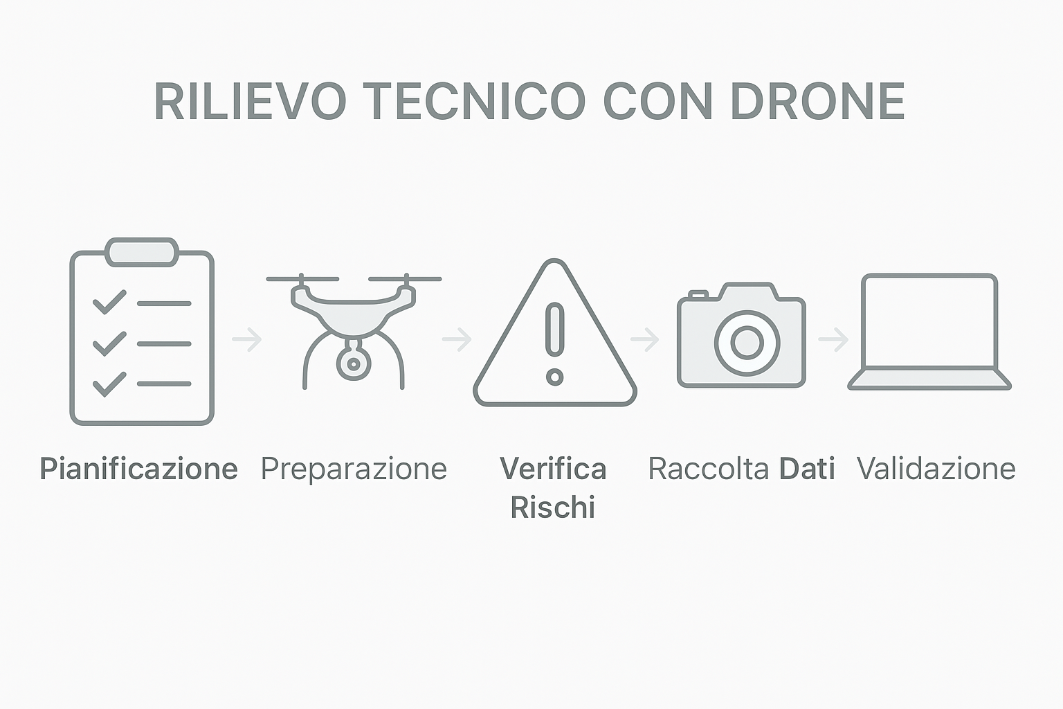 Infographic showing five steps of drone survey procedure