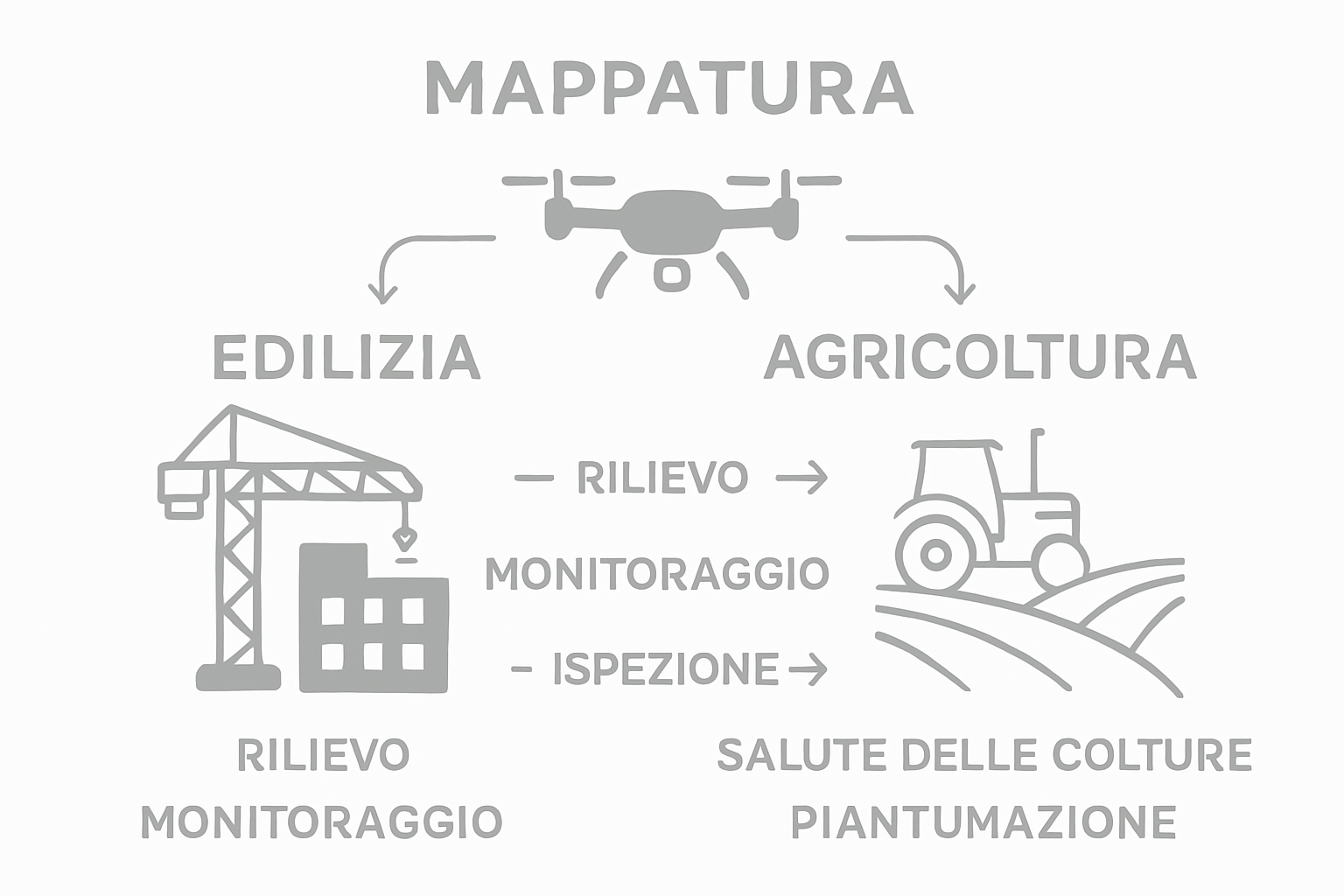 Infografica: come vengono utilizzati i droni nel settore edile e in agricoltura