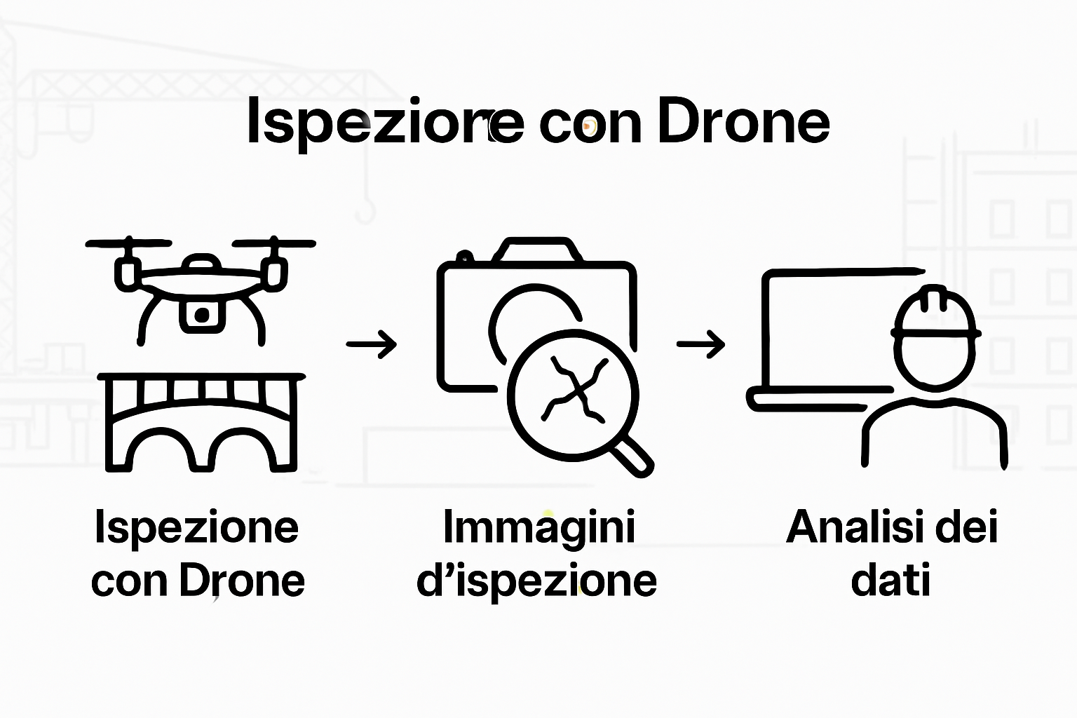 Infografica sul processo di ispezione delle strutture tramite droni