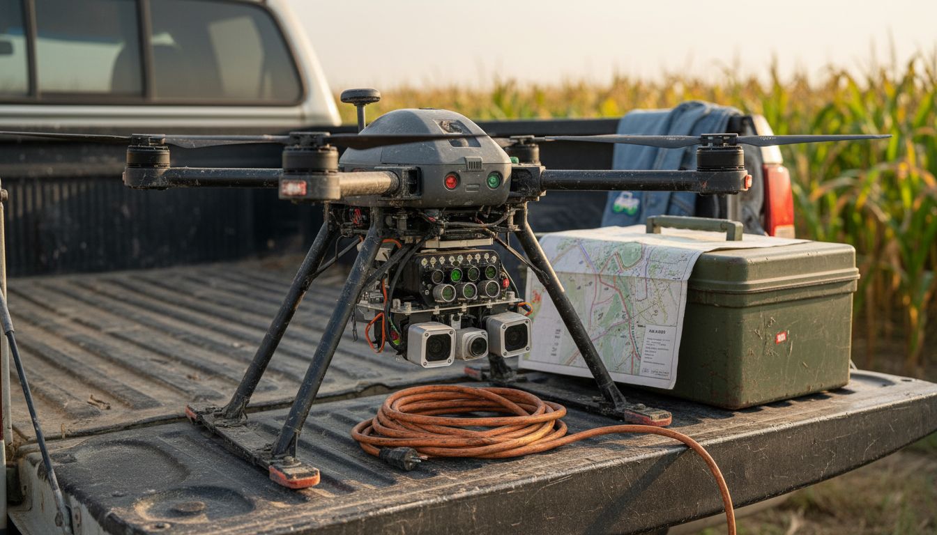 Dettaglio dei sensori e della configurazione di un drone agricolo