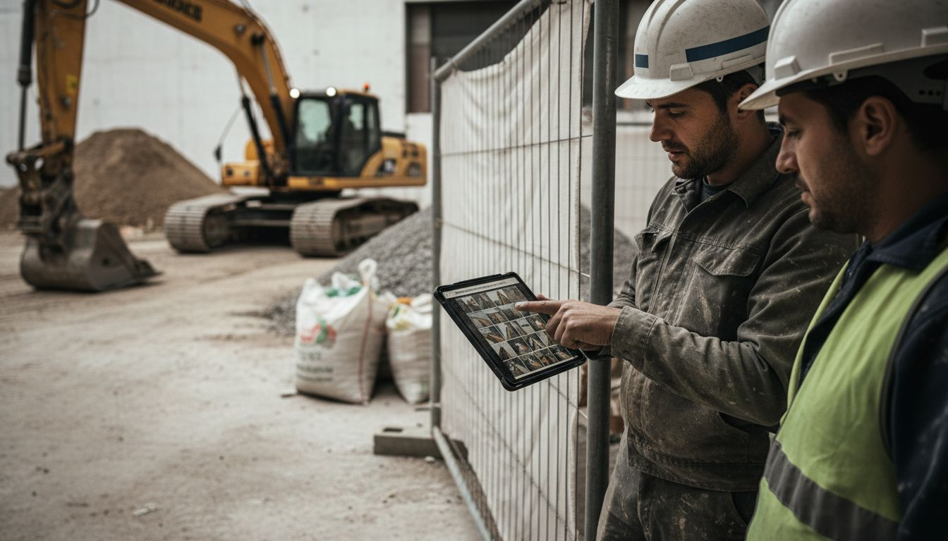 Il responsabile del cantiere mostra l’andamento dei lavori in timelapse direttamente sul tablet.