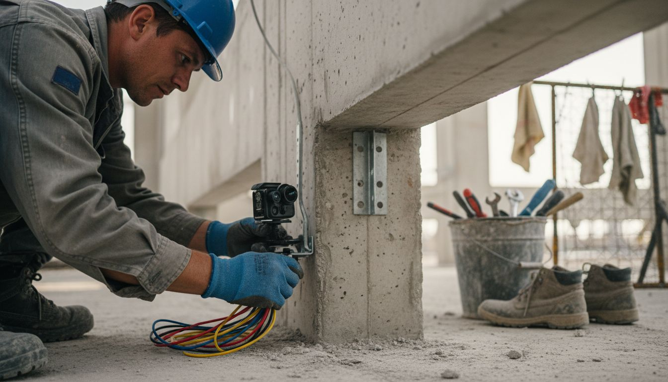 Installazione accurata del supporto per la telecamera in cantiere