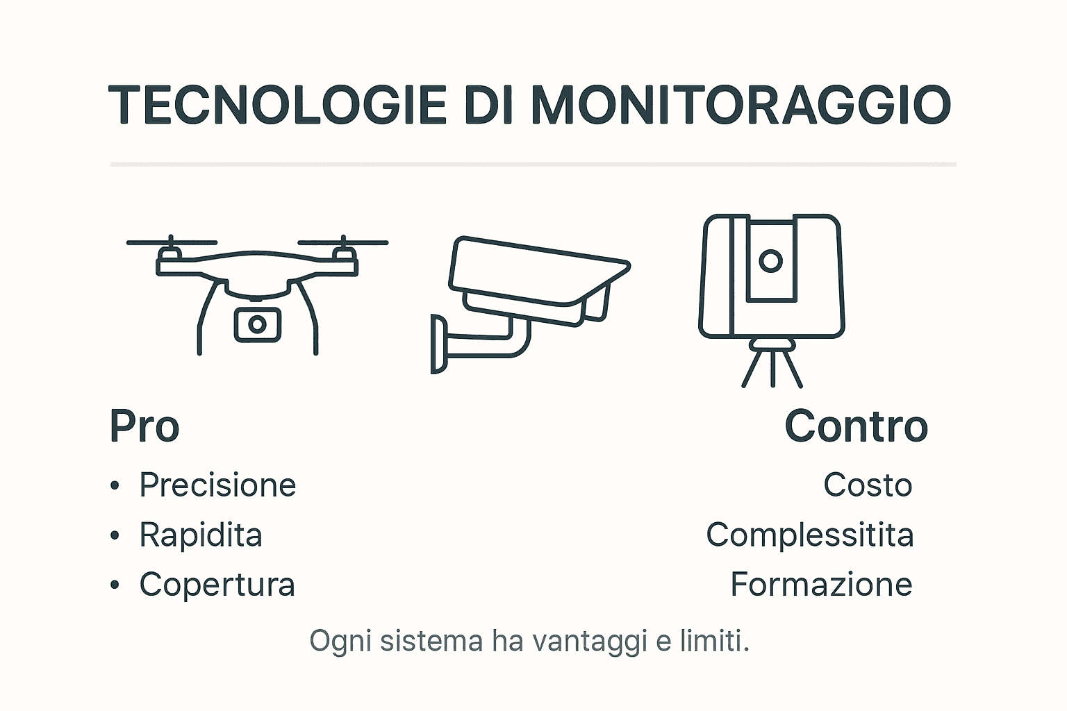 Infografica: confronto tra le principali tecnologie per il monitoraggio dei lavori in cantiere