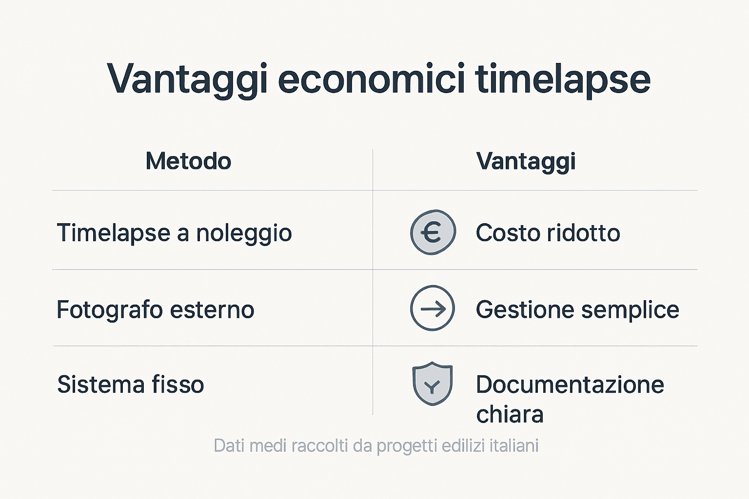 Infografica: tutti i vantaggi economici di un sistema timelapse