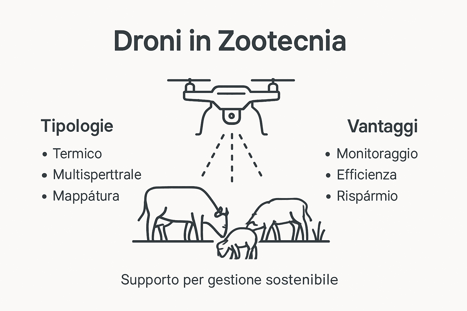 Infografica: l’utilizzo dei droni in allevamento – tipologie e benefici